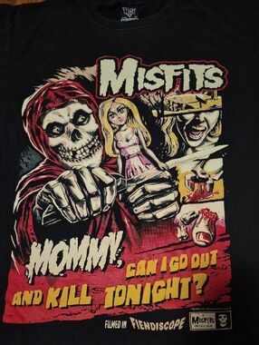 Misfits T-Shirt Black with Red & Cream Horror Gothic Graphic Mens XL